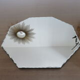Old octagonal mirror beveled art deco to pose 1940 1950