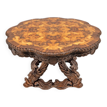 Table de centre Victorienne en noyer attribuée à Henry Eyles, Angleterre, milieu du XIXe siècle