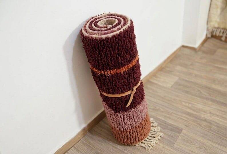 Grand tapis berbère fait main traditionnelle taille 3/4 m