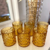 6 amber Pernod glasses