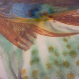 Ceramic dish, enameled terracotta, signed Puigdemont, 1960s, fish