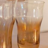 Four iridescent honey blown glass glasses