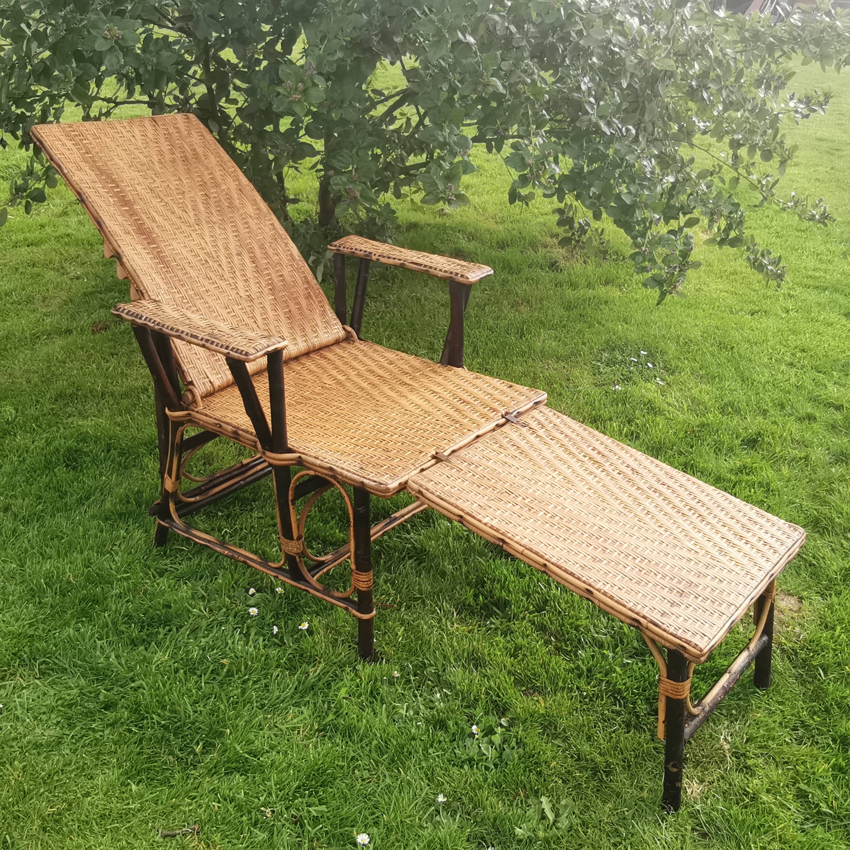 Chaise longue en rotin