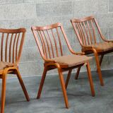 Set of 4 fabric chairs by Ton Bystrice 1960