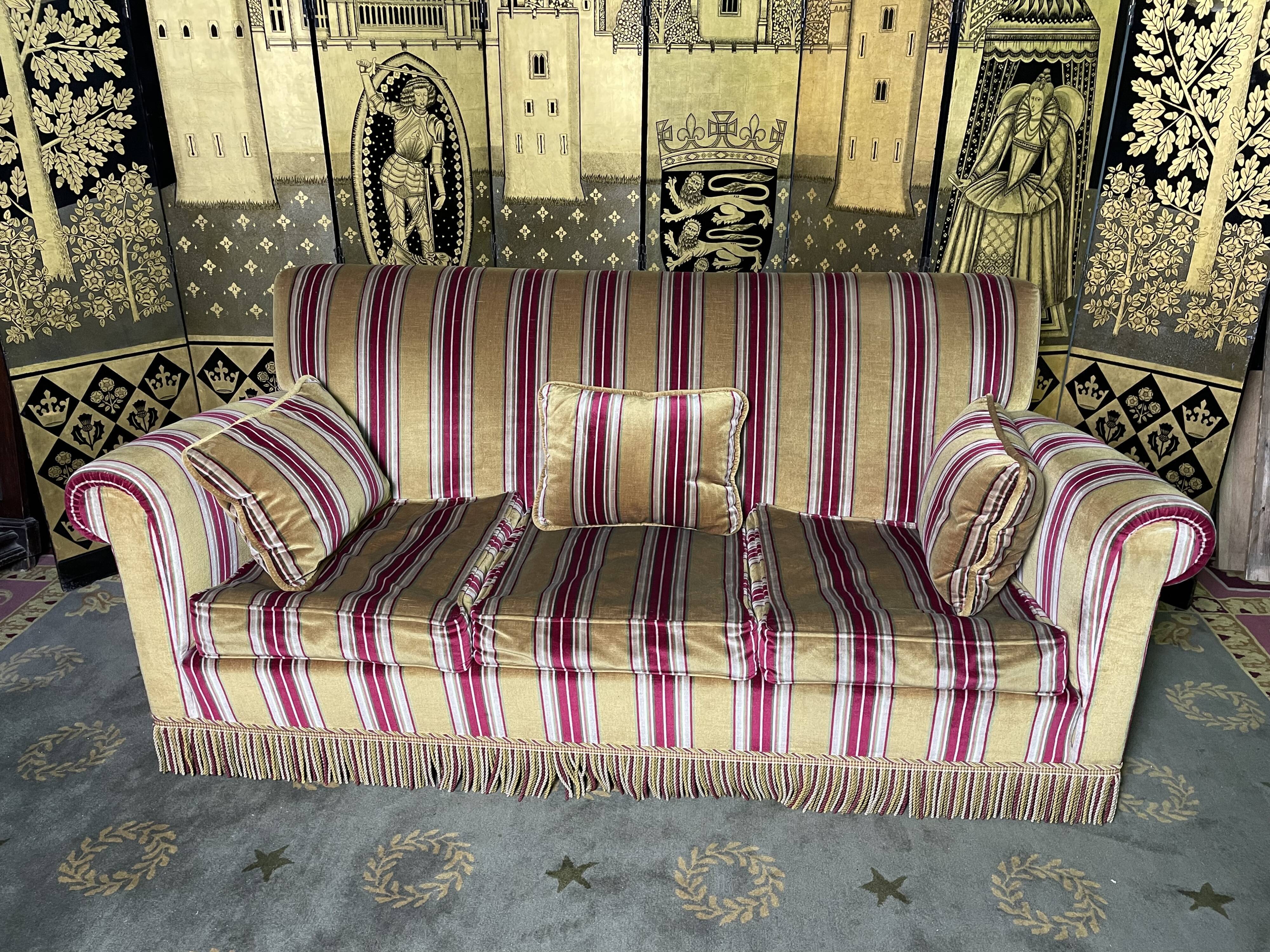 Canapé vintage 1970 velours rayé