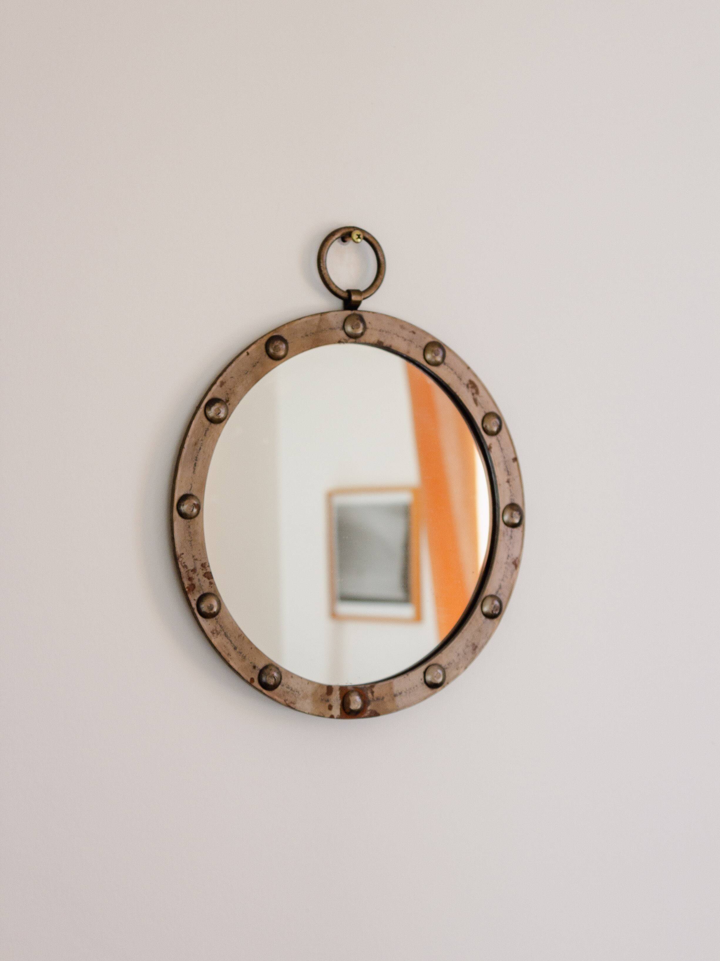 Circular metal porthole mirror, 1950s/60s