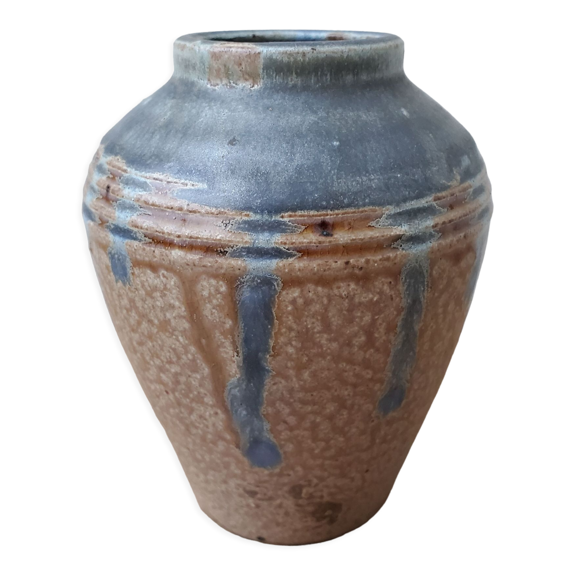 Vase En Grès Artisanat Irisé Flammé Cuivré – Pièce Unique Décorative