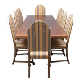 Grand Baroque-Style 11-Piece Dining Suite — Carved Oak & Oak Veneer — Table
