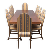 Grand Baroque-Style 11-Piece Dining Suite — Carved Oak & Oak Veneer — Table