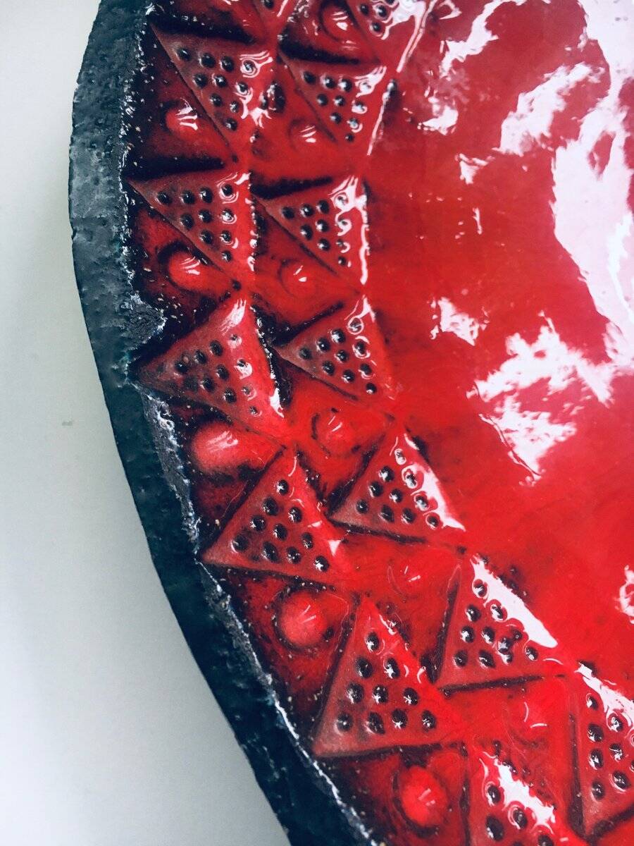 Brutalist Design Art Ceramic Bowl by Jan Nolf, Perignem, Belgium, 1950s