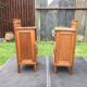Vintage bedside tables with solid oak compass legs (pair)