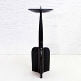 Large brutalist cast iron candle holder