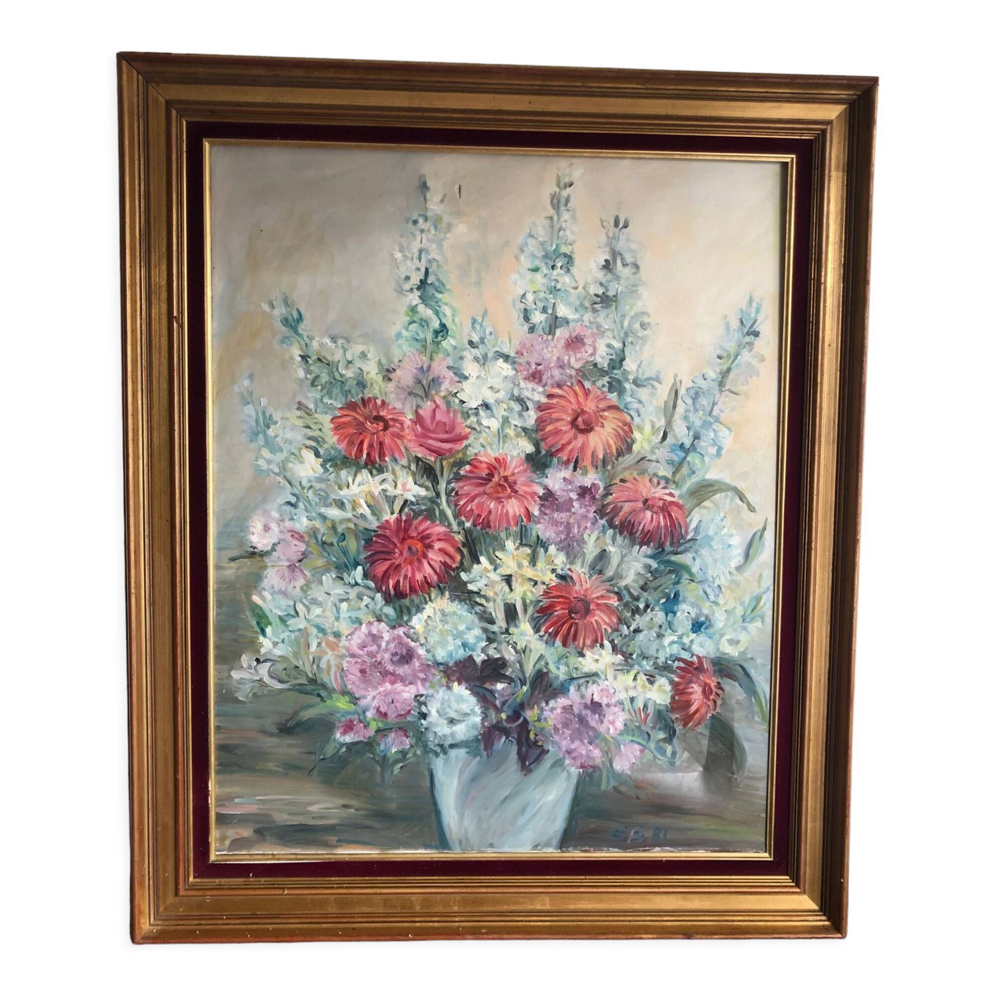 Oil on canvas, bouquet of flowers