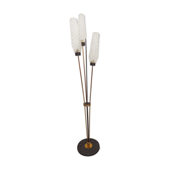 Multi rod floor lamp from the 50s in iron 3 tulips