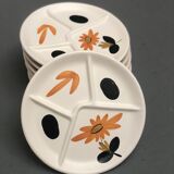 Suite of 8 compartmentalized plates for mixed salads