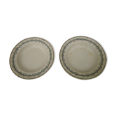 2 assiettes creuses  23,5 cm en porcelaine de Gien  Terre de fer modèle Austerlitz