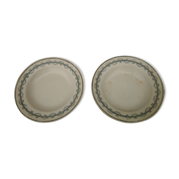 2 hollow plates in opaque porcelain of Gien Iron earth model Austerlitz diam 23,5 cm