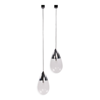 Set Hanging lamps by Glashutte Limburg Model Drop, 1970 Germany.