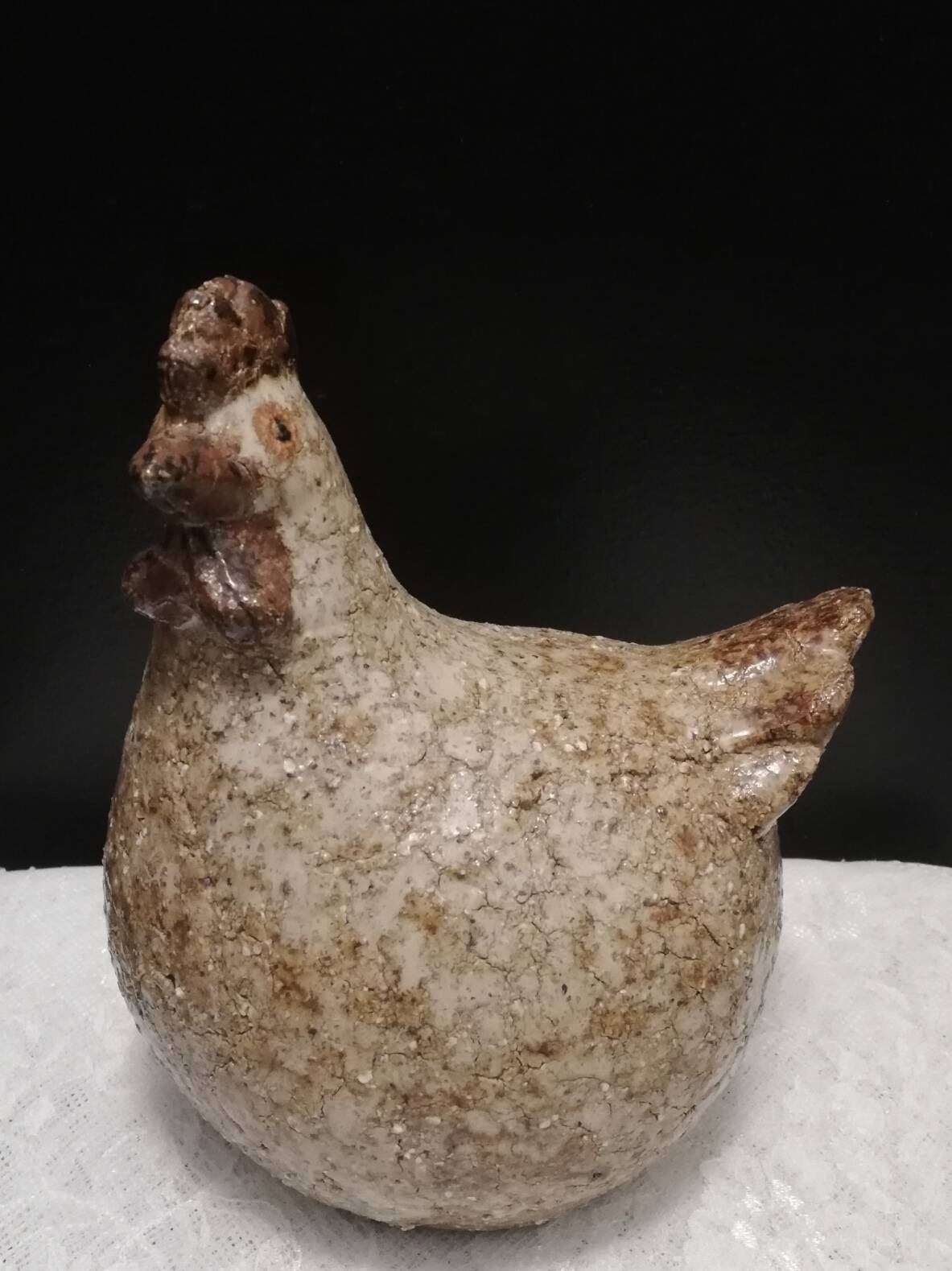 Cracked stoneware hen