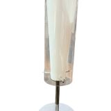 Glass and opaline table lamp with stainless steel base