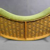 Danish curved velvet banana sofa, 1950