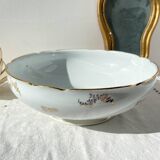 Saladier en porcelaine blanche et dorée J&Ciem France 1950