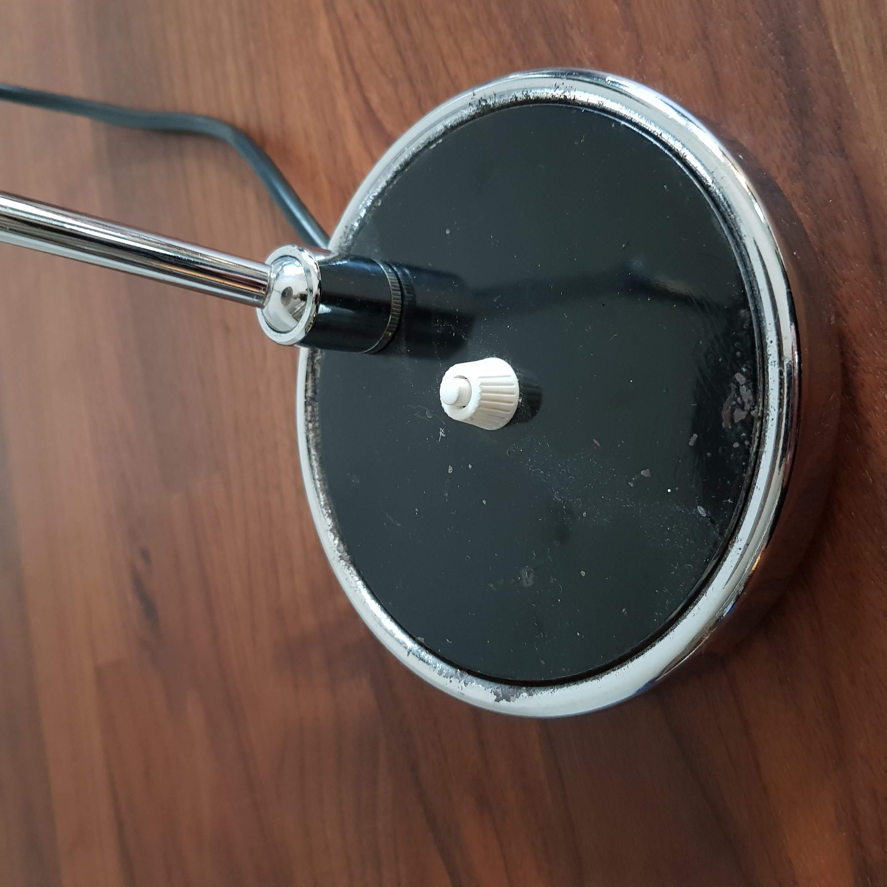 Vintage and Italian black lamp chrome with two ball joints