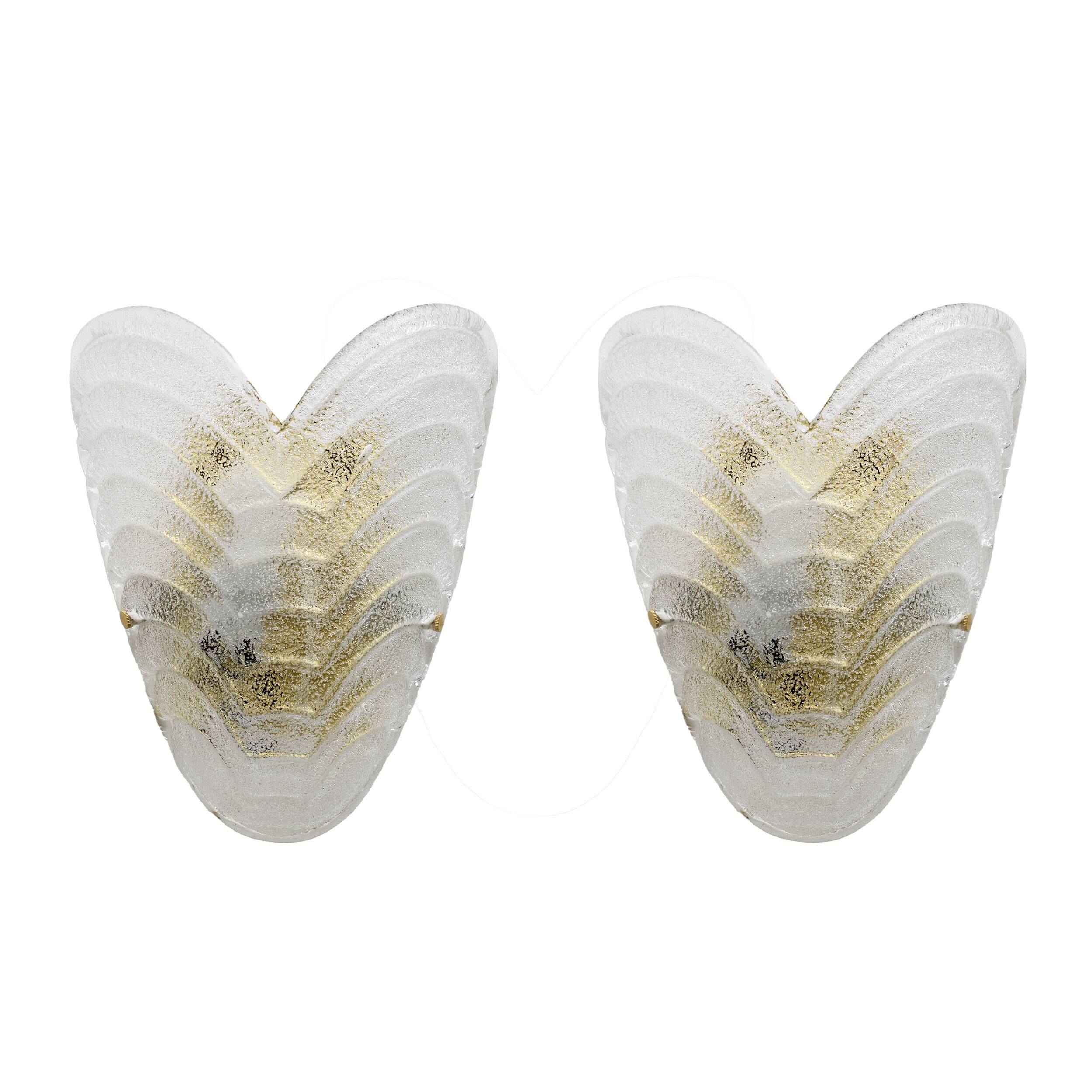 Pair of Murano glass wall lamps, 1960s vintage