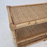 Italian Bamboo and Rattan Credenza, 1970s