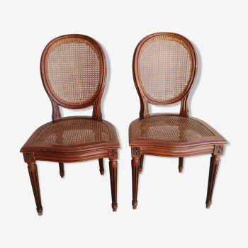 Pair of Louis XVI style medallion chairs vintage cyears