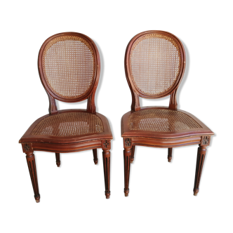 Pair of Louis XVI style medallion chairs vintage cyears