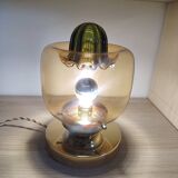 Amber green Murano globe as a lamp