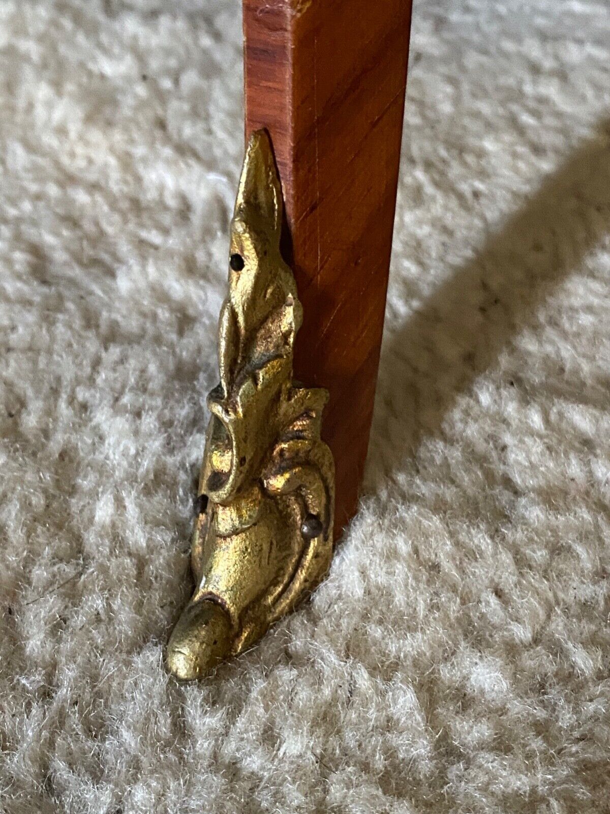 Pair of bedside tables Louis XV style marquetry with shamrocks and XXth bronze