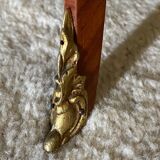 Pair of bedside tables Louis XV style marquetry with shamrocks and XXth bronze