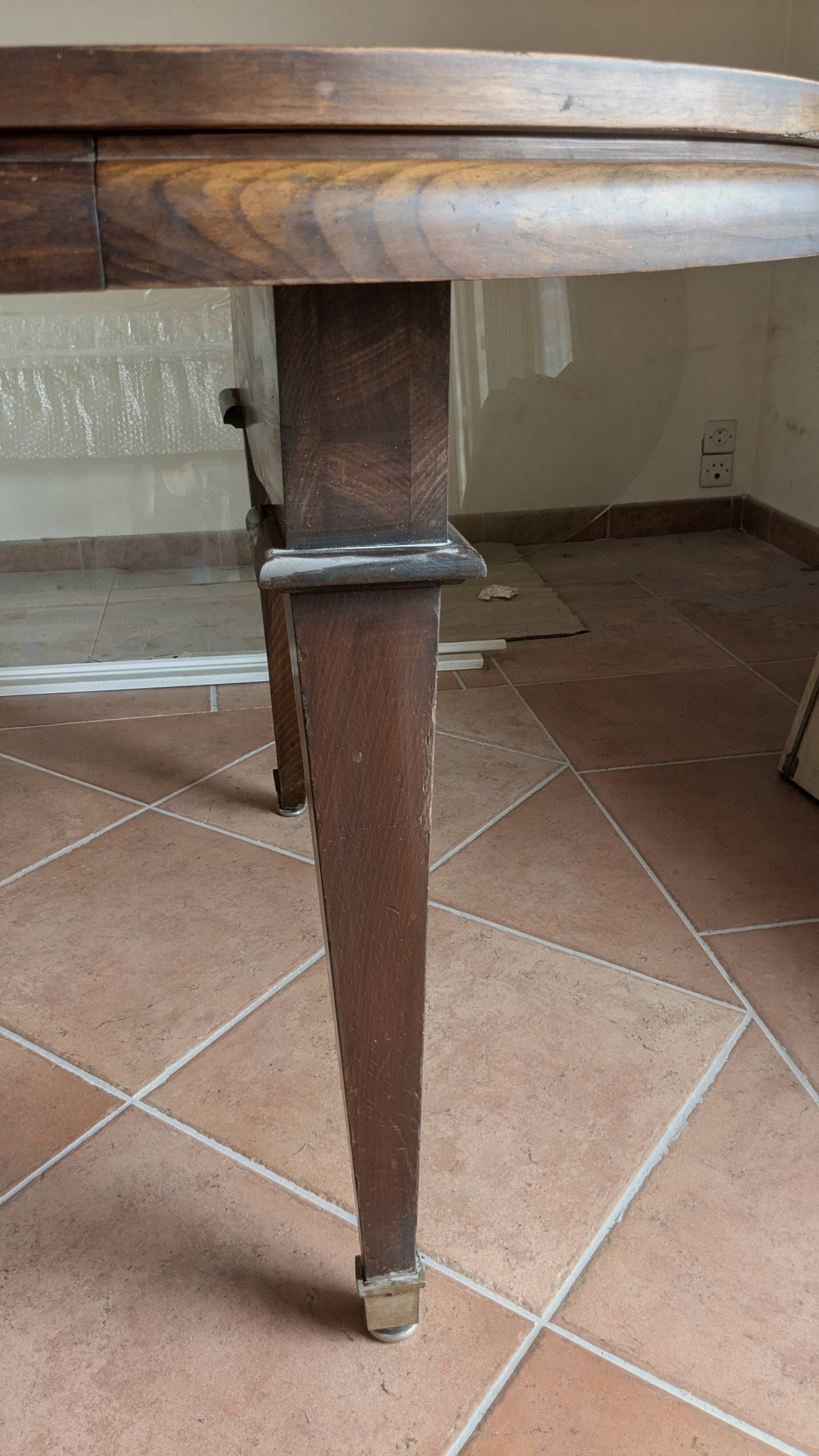 Large Vintage Dining Table 2m. Chevron Inlay