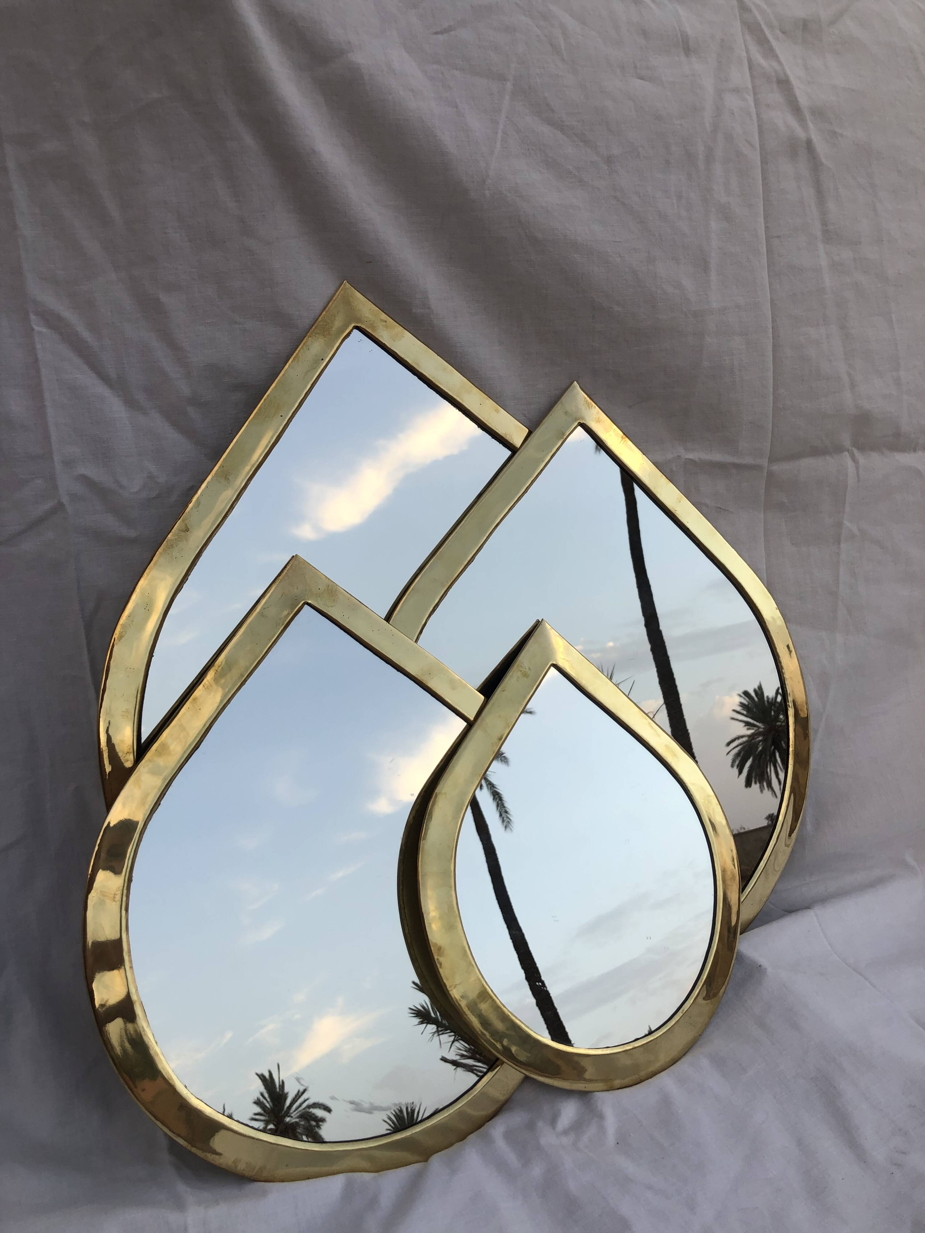 Lot de 4 miroirs en laiton – Artisanat marocain – fait main
