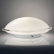 Vintage opal glass ceiling light Saturne Leucos 1970 Italy Diameter 39