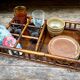 Serving tray in rattan and bamboo