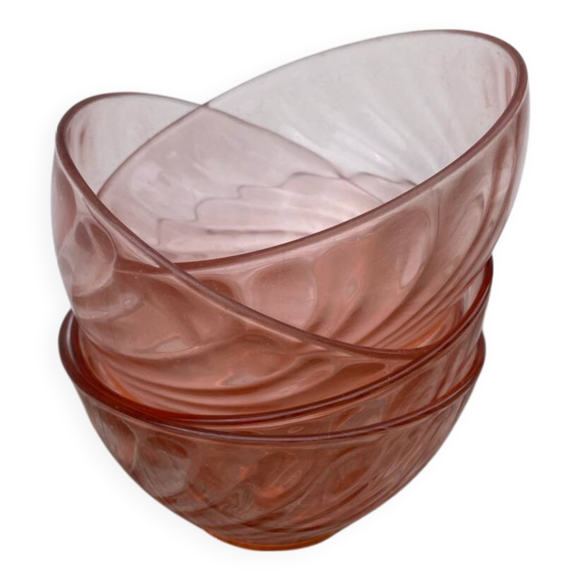 4 bols Rosaline en verre rose