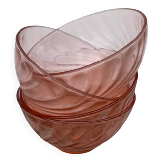 4 Rosaline pink glass bowls