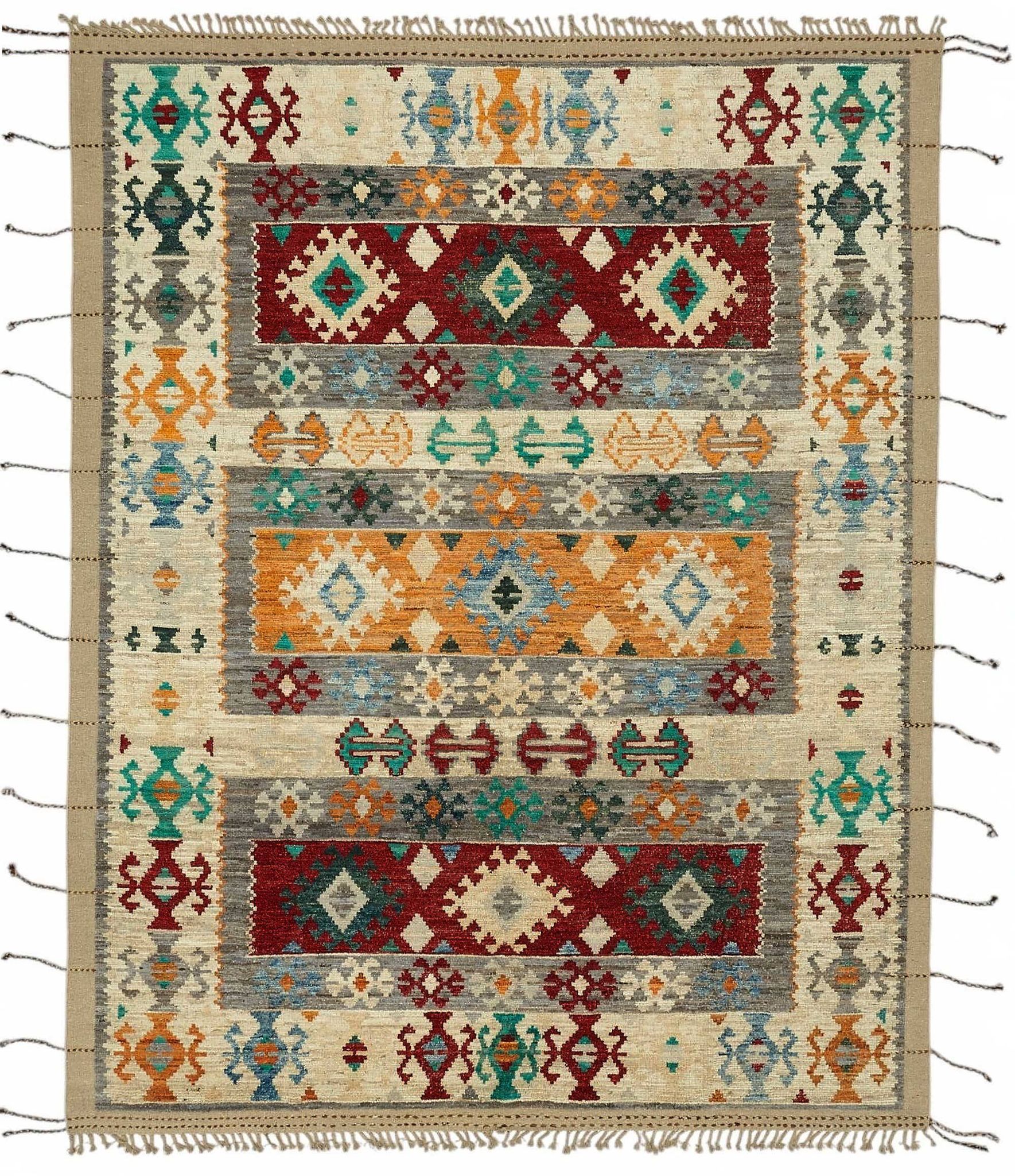Hand-Knotted Turkish Contemporary 289 cm x 370 cm Beige Wool Carpet