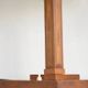 Vintage Wooden Table Lamp with Geometric Marquetry Inlay – Fabric Lampshade