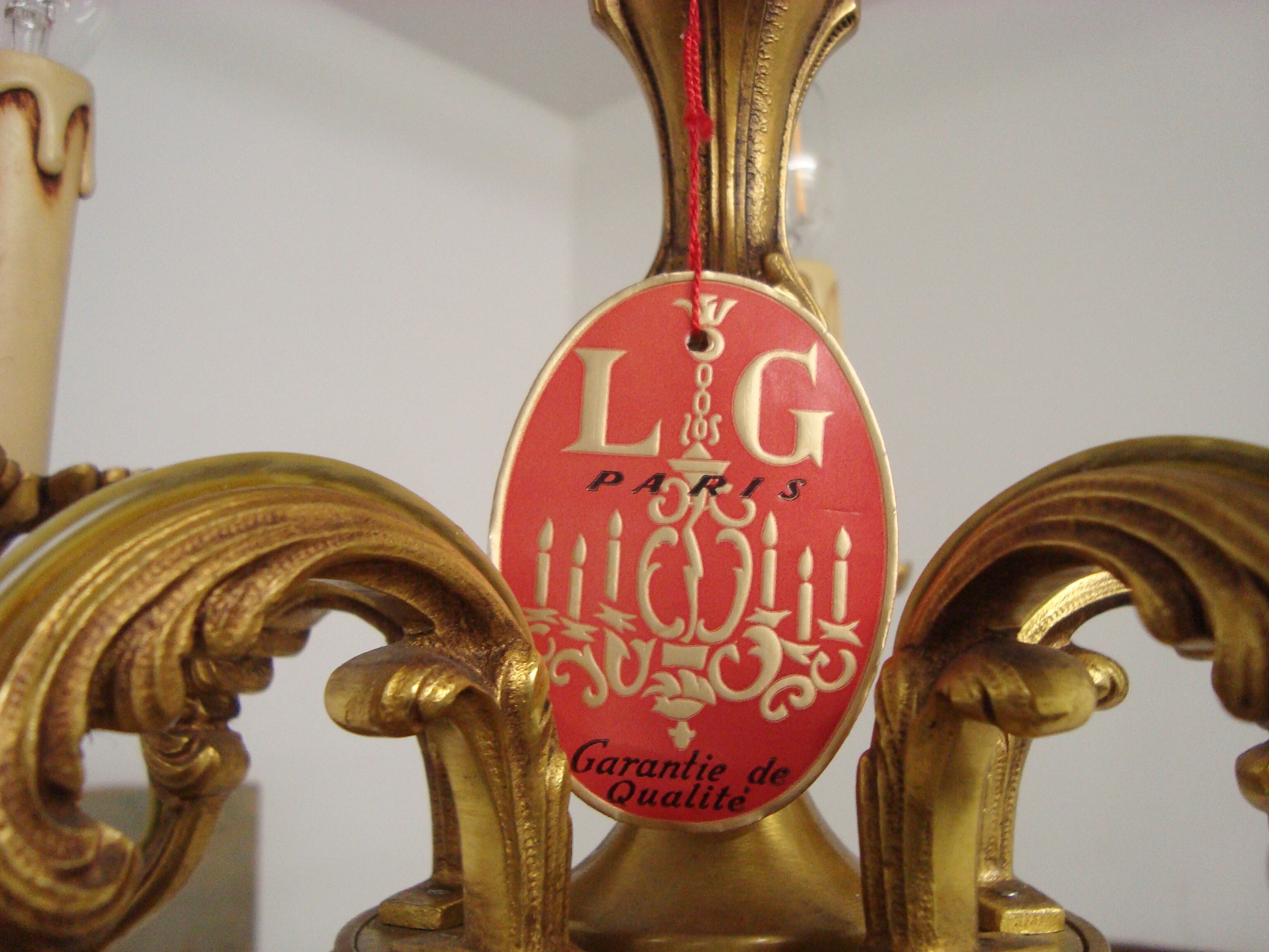 Lustre vintage Lucien Gau Paris en bronze