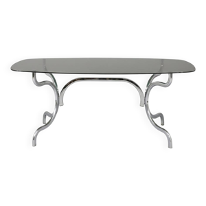 Table à manger en chrome - verre