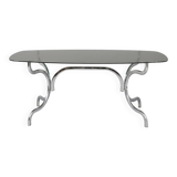Dining table in chrome and smoked glass - Gastone Rinaldi 1970