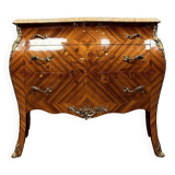 Curved Louis XV style chest of drawers in marquetry, 20th century period