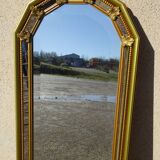 Hall mirror, gilded frame with fillets and fleur-de-lis.