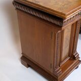 Bureau ancien avec petit meuble en noyer des années 1860