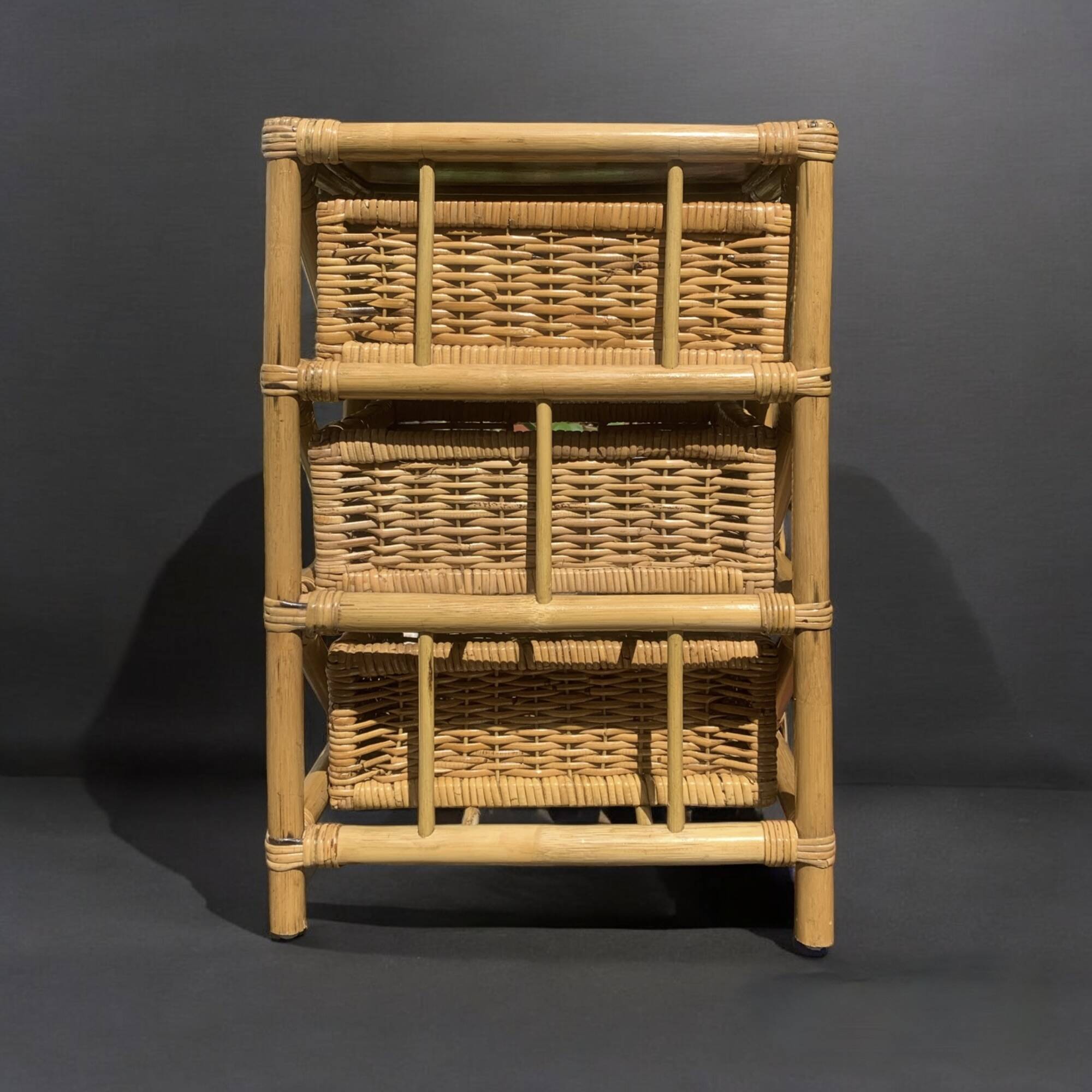 Vintage rattan and bamboo chest of drawers