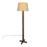 Vintage brutalist floor lamp made of turned wood.